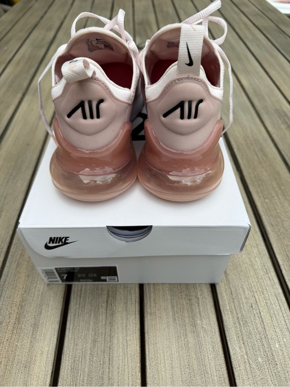 Nike Women's Air Max 270 Athletic Shoes in Light Pink and White - Picture 3 of 5